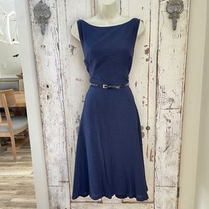Evan Picone Size 12 Woman's Navy Blue Textured Sleeveless Career to Party Dress